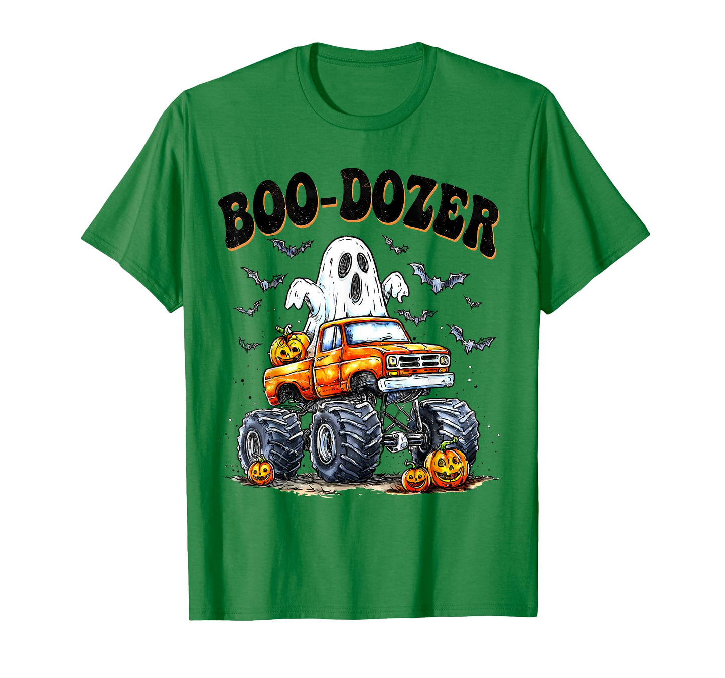Boo Dozer Ghost Bulldozer Halloween Construction Trucks Kids T-Shirt