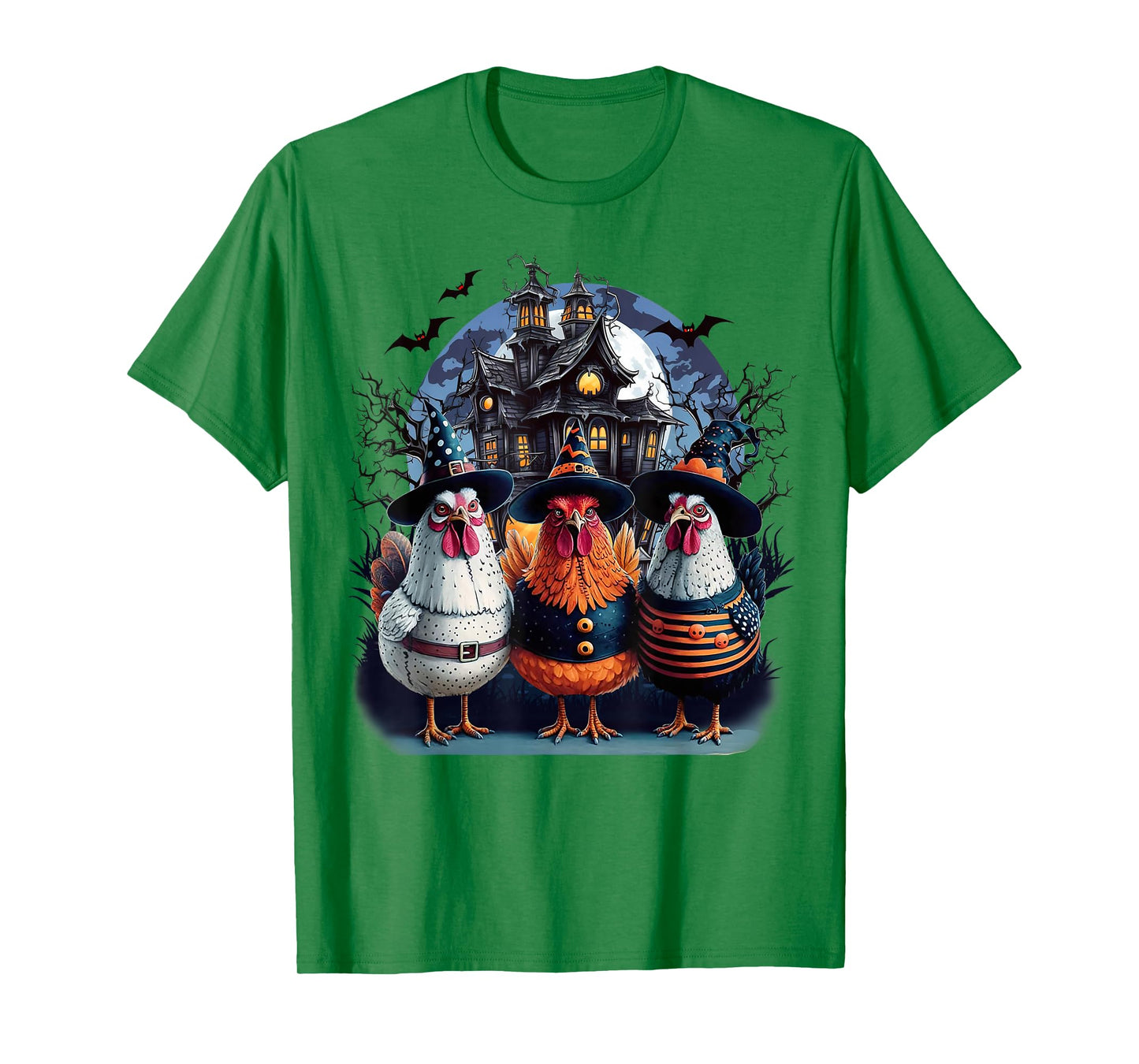 Witch Chicken Haunted House Funny Halloween Costume T-Shirt