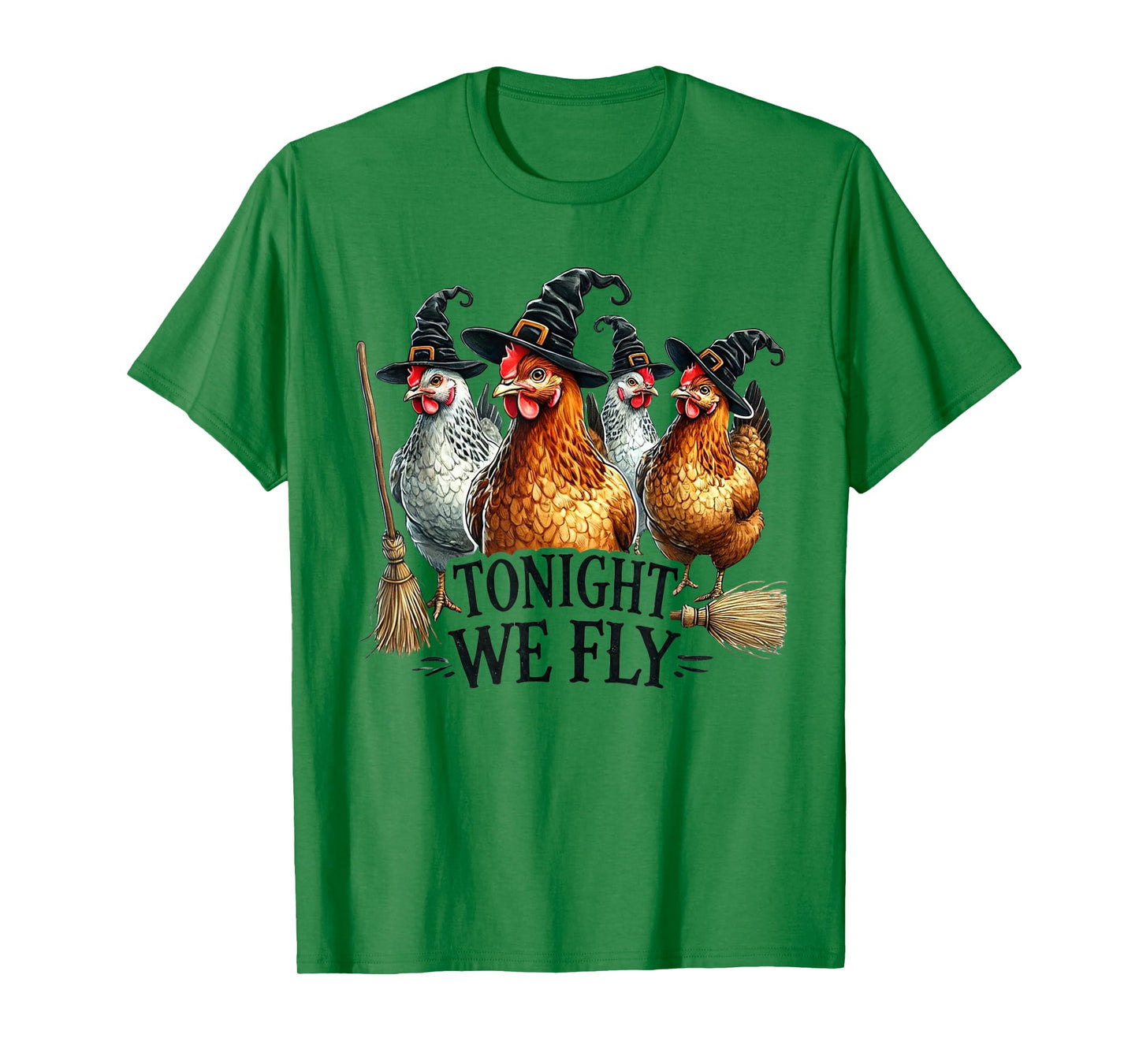 Tonight We Fly Chickens Halloween Fall Witch Humor Funny T-Shirt