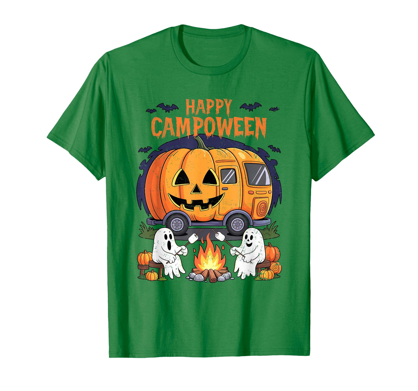 Happy Camp-O-Ween Halloween Camping Ghosts and Campfires T-Shirt