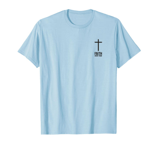 Faith Over Fear Small Cross Christian Minimalist Religious T-Shirt