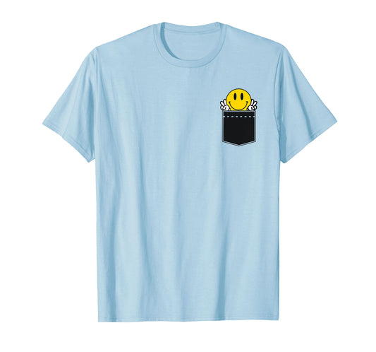 Yellow Smile Face Cute Checkered Peace Smiling Happy Face T-Shirt