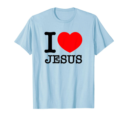 I Love (Heart) Jesus T-Shirt - Red Heart Black Text Design T-Shirt