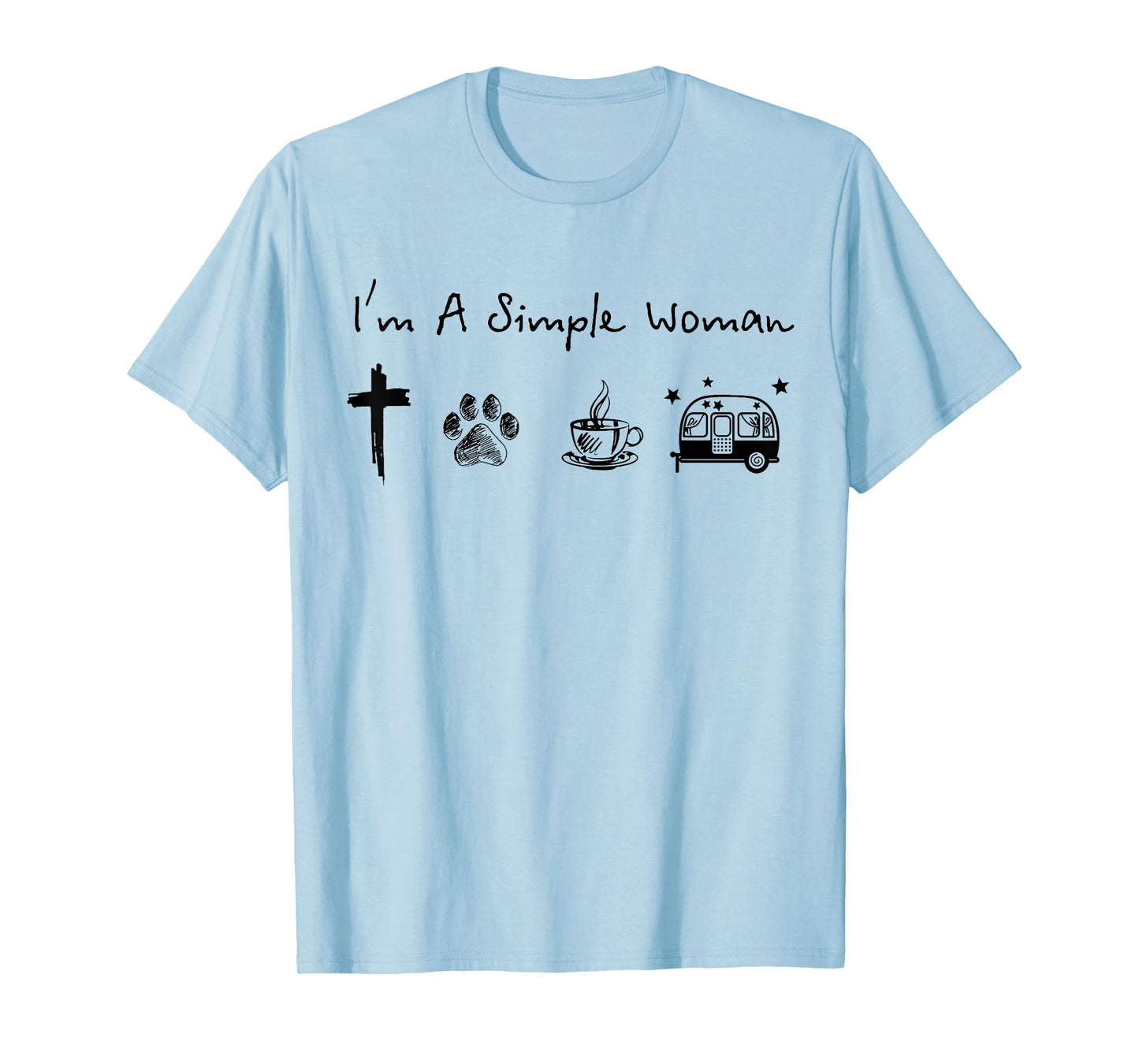 I'm a simple woman jesus dog coffee camping T-Shirt