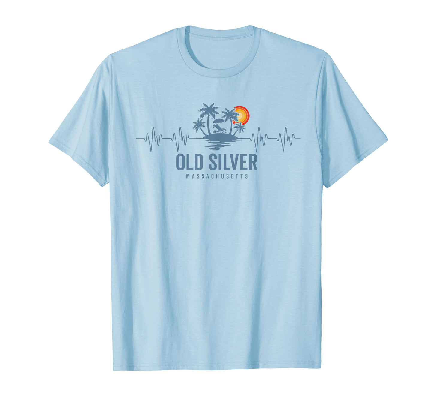 Old Silver Beach Massachusetts Vintage 80s Sunset Heartbeat T-Shirt