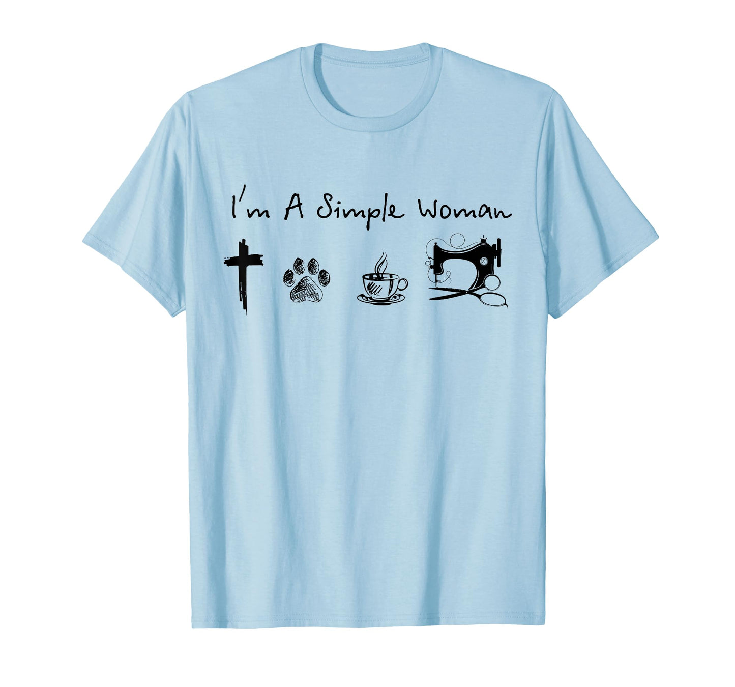 I'm a simple woman jesus dog coffee sewing T-Shirt