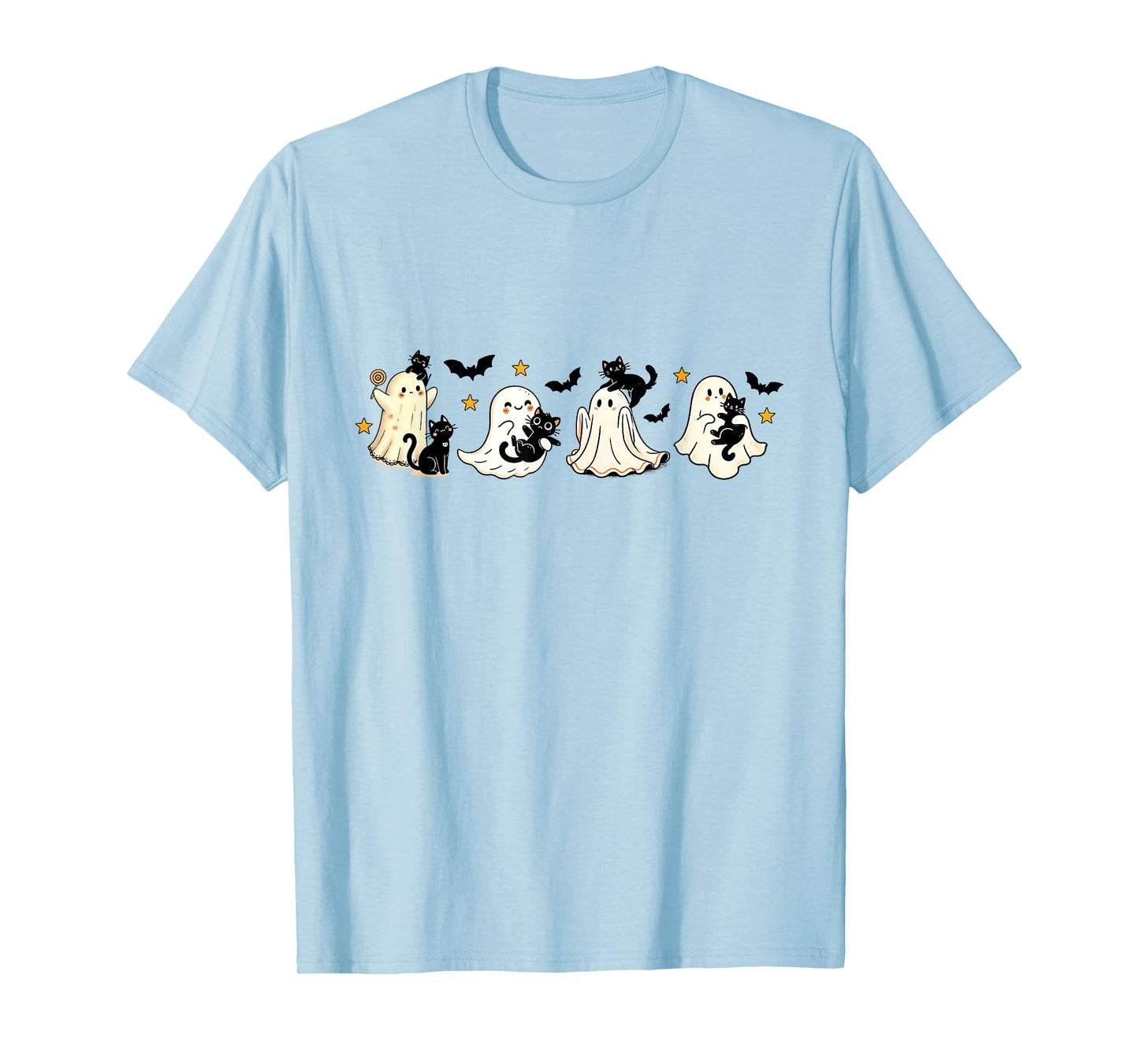 Cute Black Cat Ghost Halloween Ghost Holding Black Cat Women T-Shirt