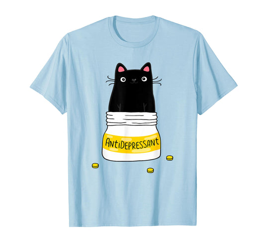 Fur Antidepressant Cute Black Cat A Gift For A Pet Lover Men Women Girls Kids T-Shirt