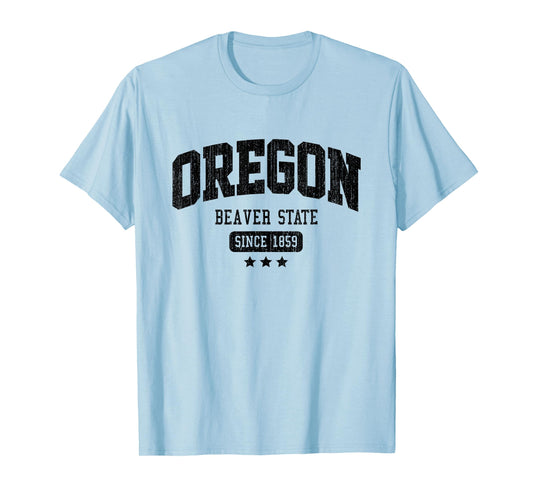 Vintage Oregon Beaver State Athletic Black Rough Text T-Shirt