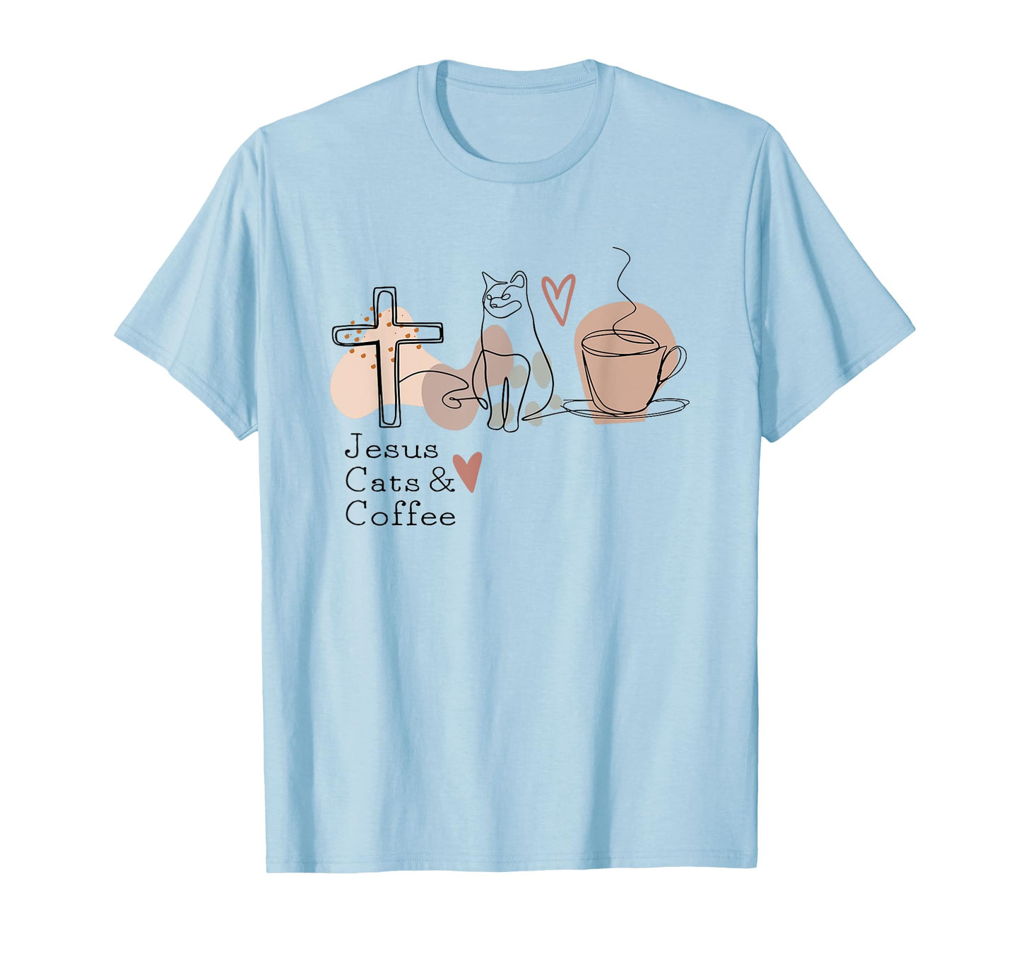 Jesus Cats And Coffee Minimalist Graphic Design T-Shirt
