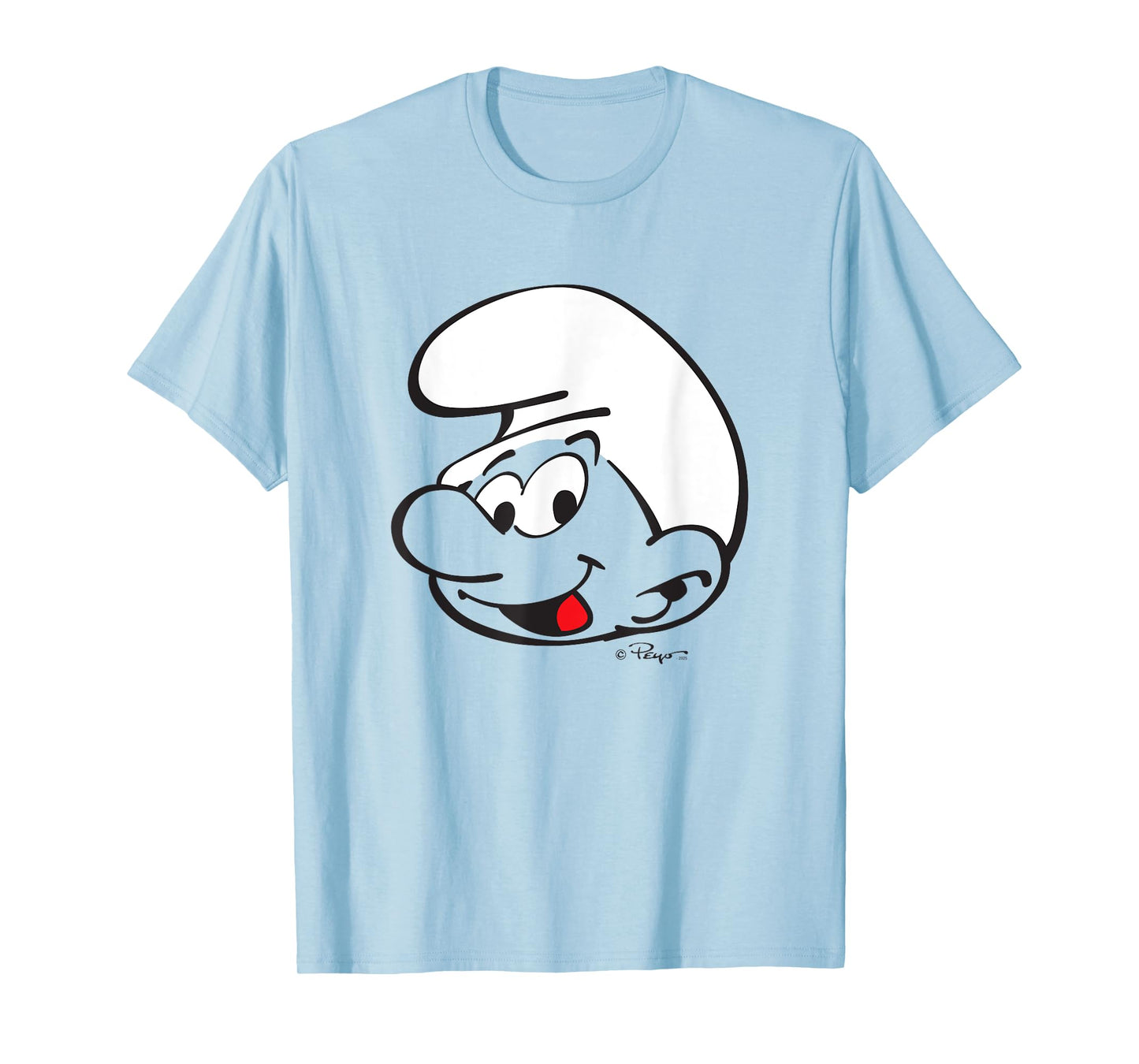 The Smurfs Large Smurf Head Design Retro Cartoon T-Shirt