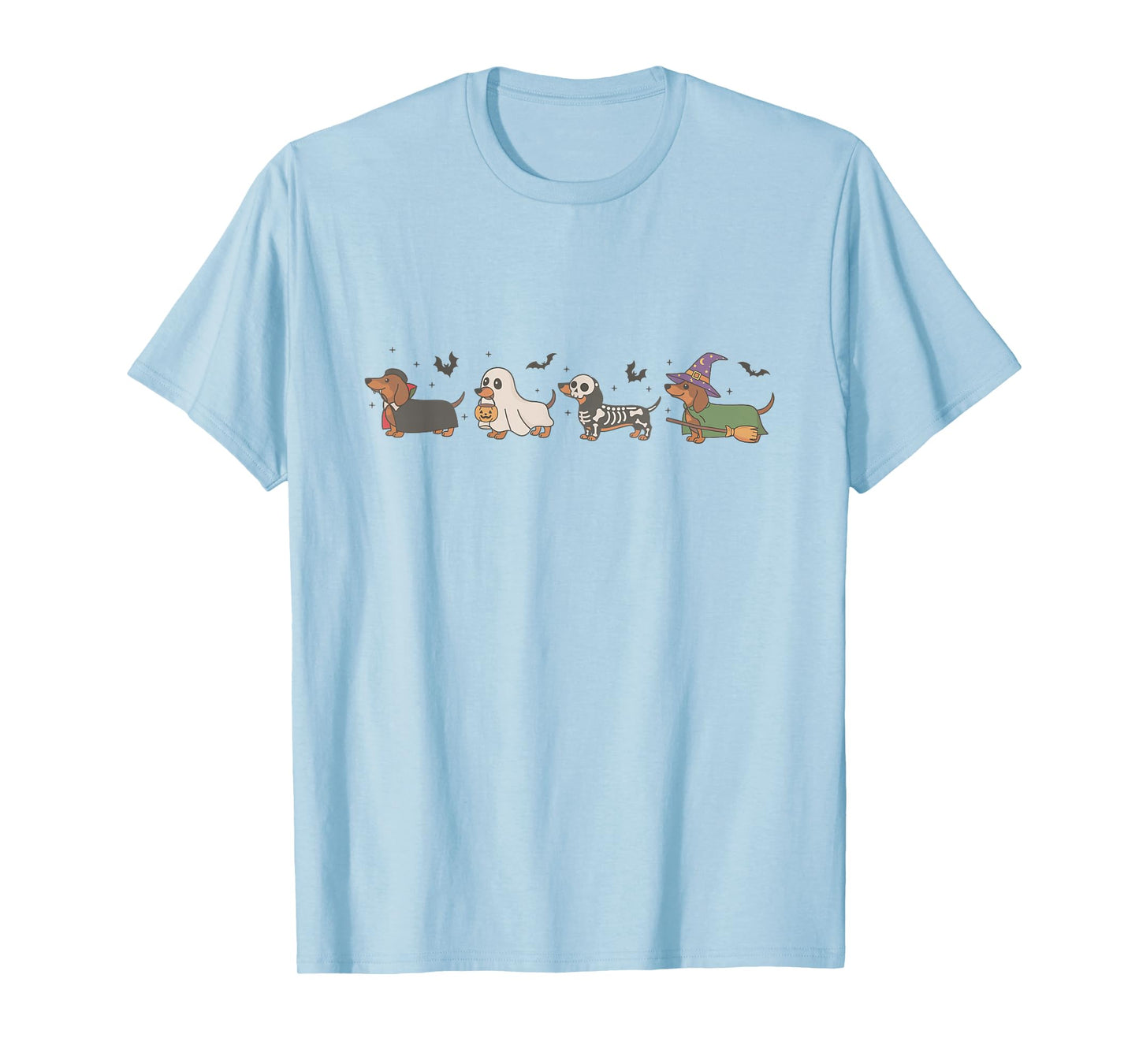 Witch Dachshund Halloween Ghost Wiener Dog Mom Dog Lover T-Shirt