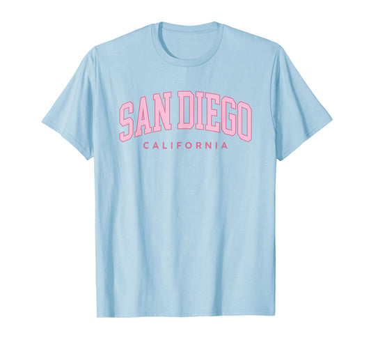 San Diego California Retro Preppy Throwback Pink Girls T-Shirt
