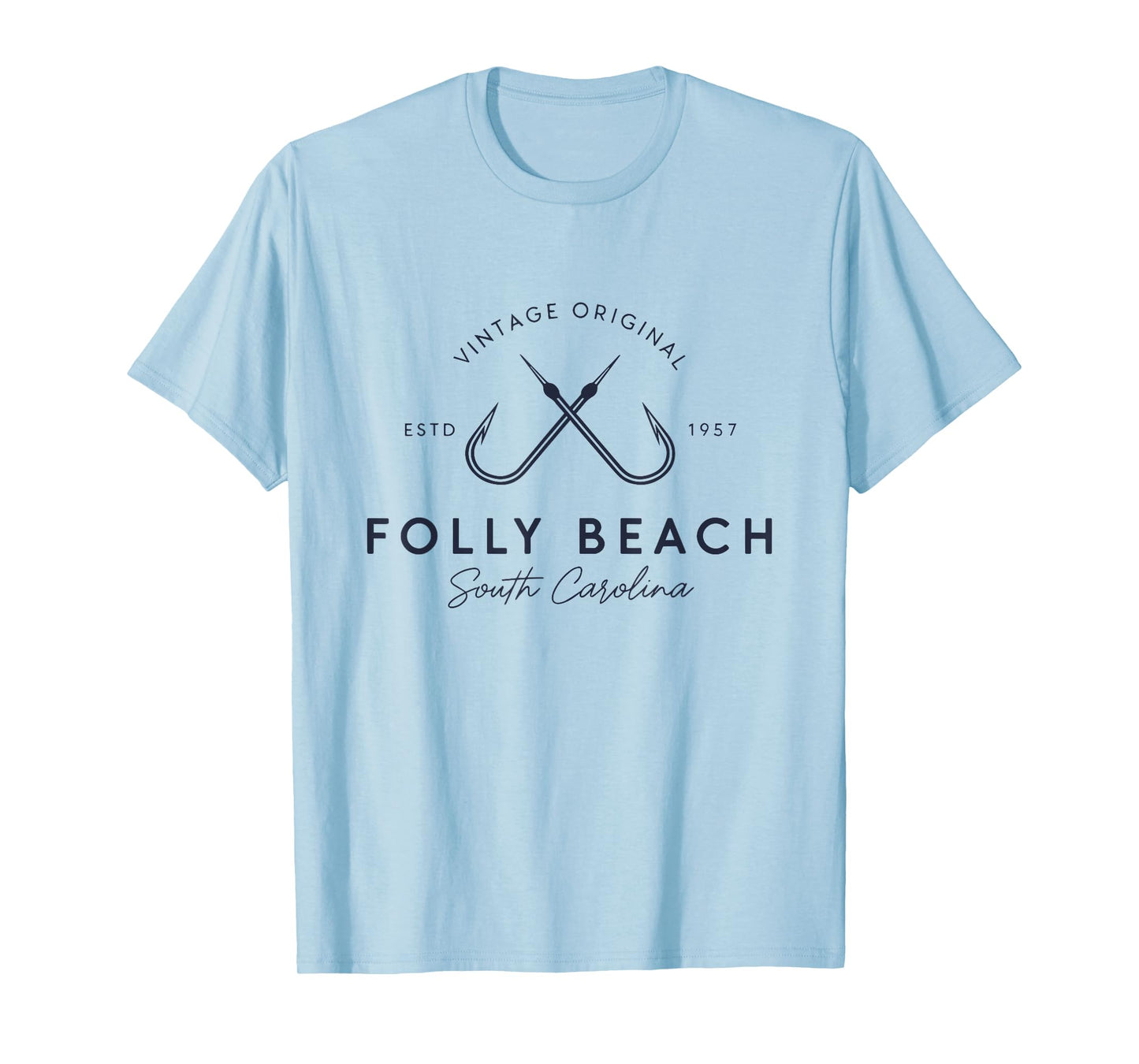 Folly Beach South Carolina Retro Fishing Tee T-Shirt