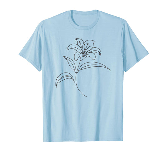 Line Art Lily Flowers T-Shirt