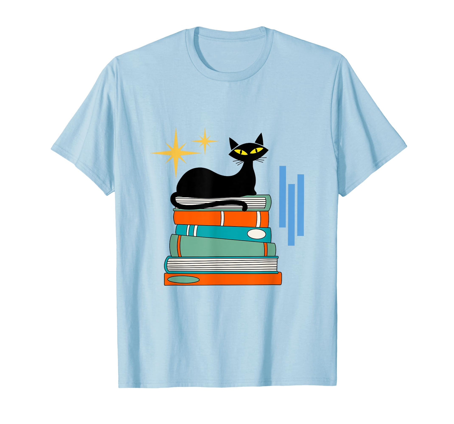 Cat and Books Retro Midcentury Mid Century Aesthetic T-Shirt