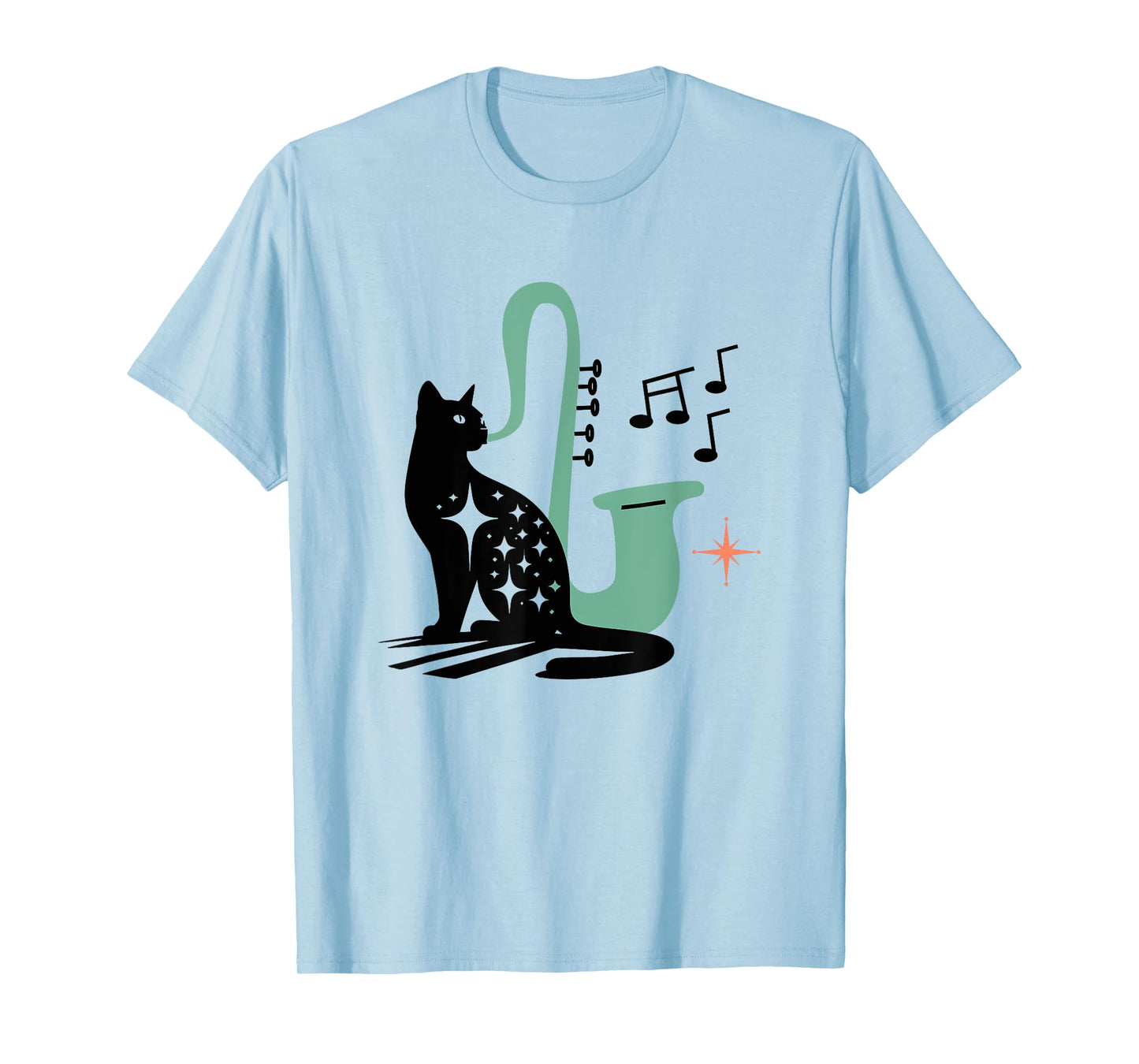 Retro Musical Cat Saxophone Midcentury Modern Mid Century T-Shirt