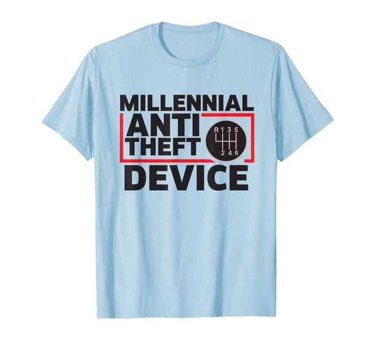 Manual Transmission Gear Stick Millennial Anti-Theft Device T-Shirt