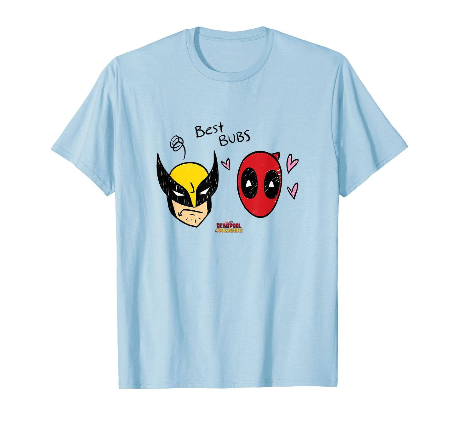 Marvel Deadpool & Wolverine Best Bubs Faces Doodles T-Shirt