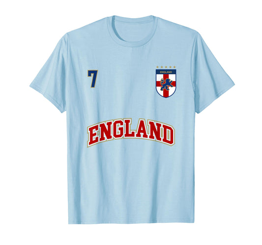England Football Team Shirt Number 7 + BACK English Flag T-Shirt