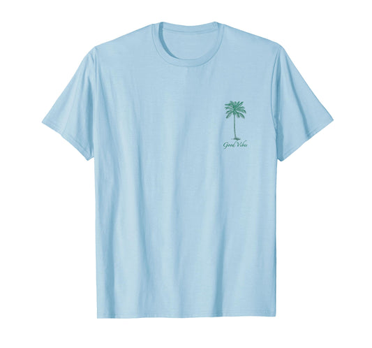 Vintage Hawaiian Palm Tree Beach Tropical Island Pocket Logo T-Shirt