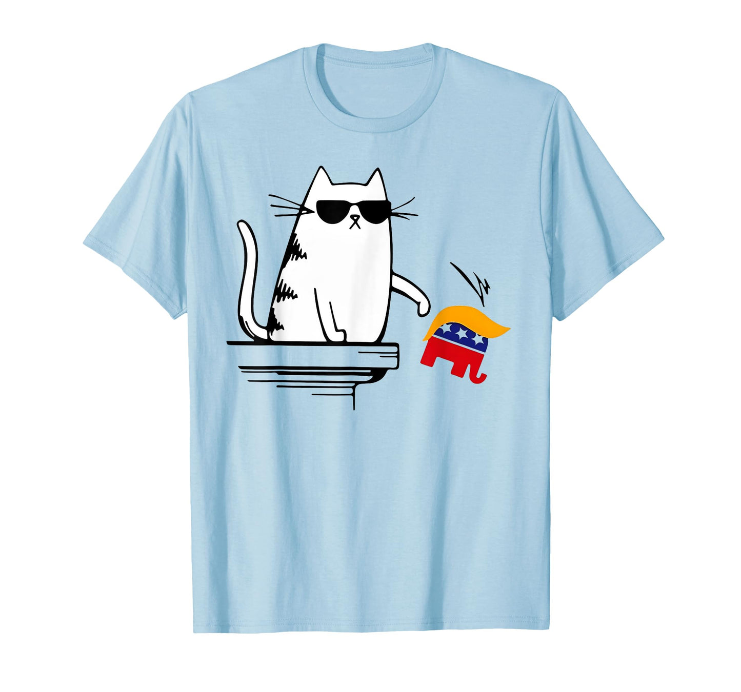 Cool Cat Harris Walz Knock Over Trump Elephant Hair Yard Men Women T-Shirt