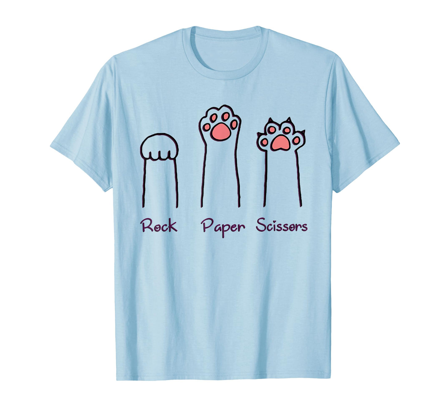 Rock Paper Scissors Hand Game Cute Paw Funny Cat T-Shirt for Men Women
