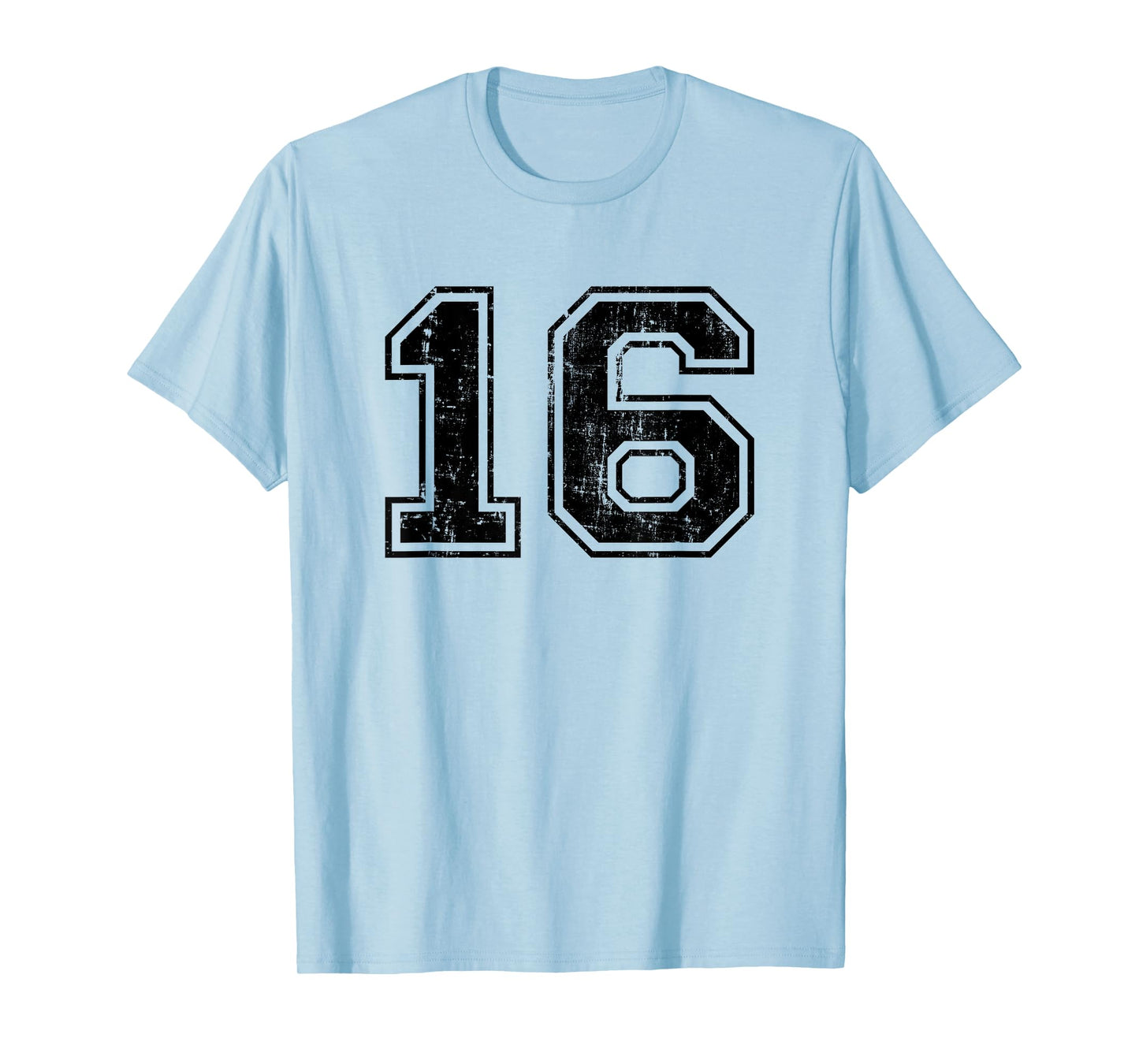 Number 16 Varsity Distressed Vintage Sport Team Player's Fan T-Shirt