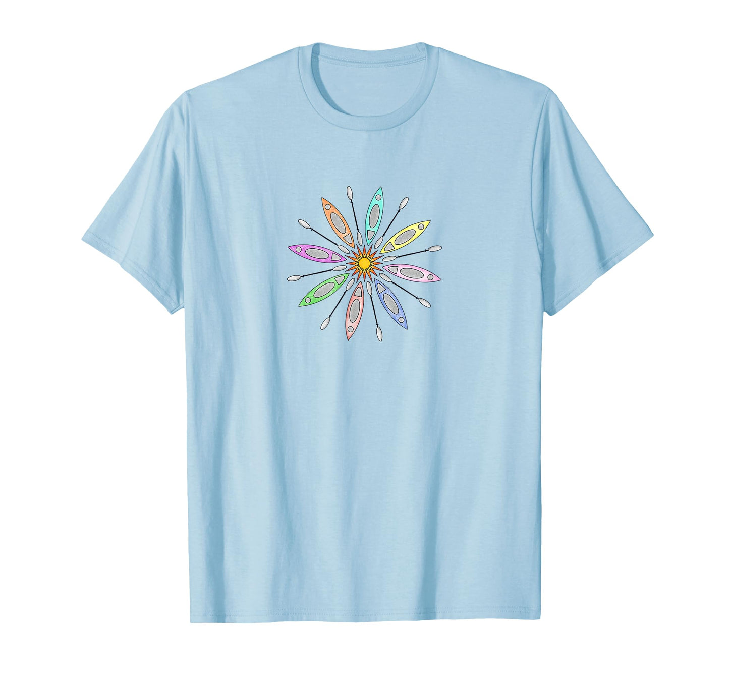 Kayaks and Paddles Around the Sun, Kayakers Mandala Design T-Shirt