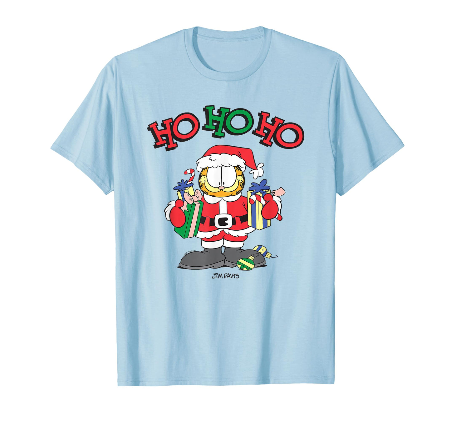 Garfield Ho Ho Ho Santa with Gifts Funny Christmas Holiday T-Shirt