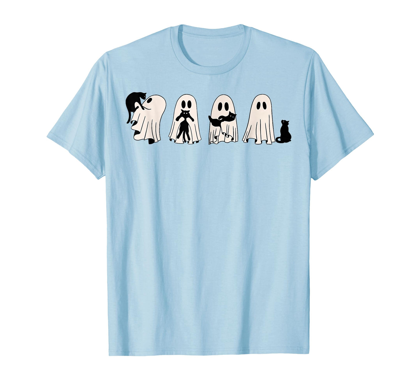 Ghost And Black Cat, Cute Ghost Holding Cat T-Shirt
