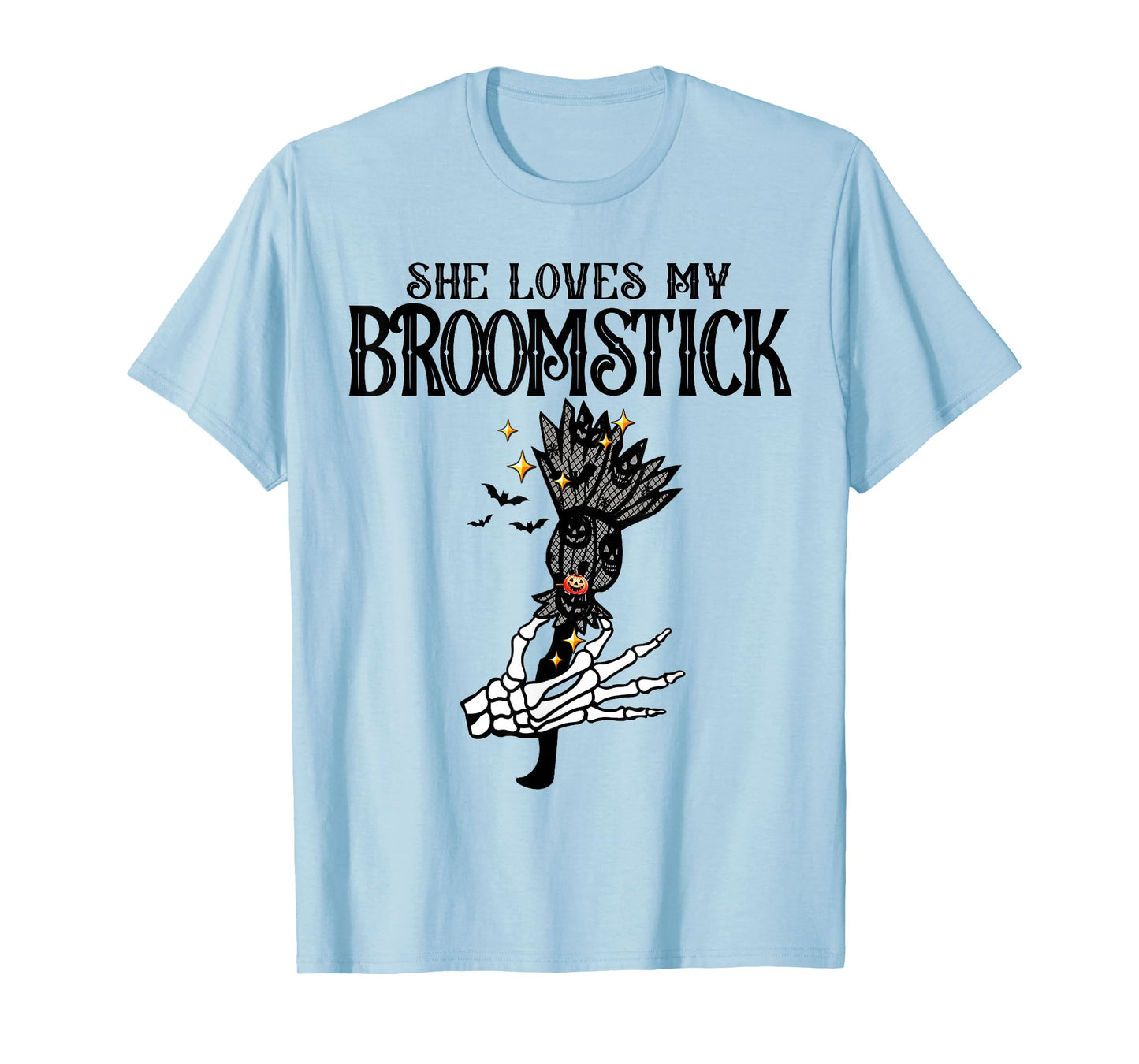 She Loves My Broomstick I Like Her Pumpkins Skeleton Couples T-Shirt