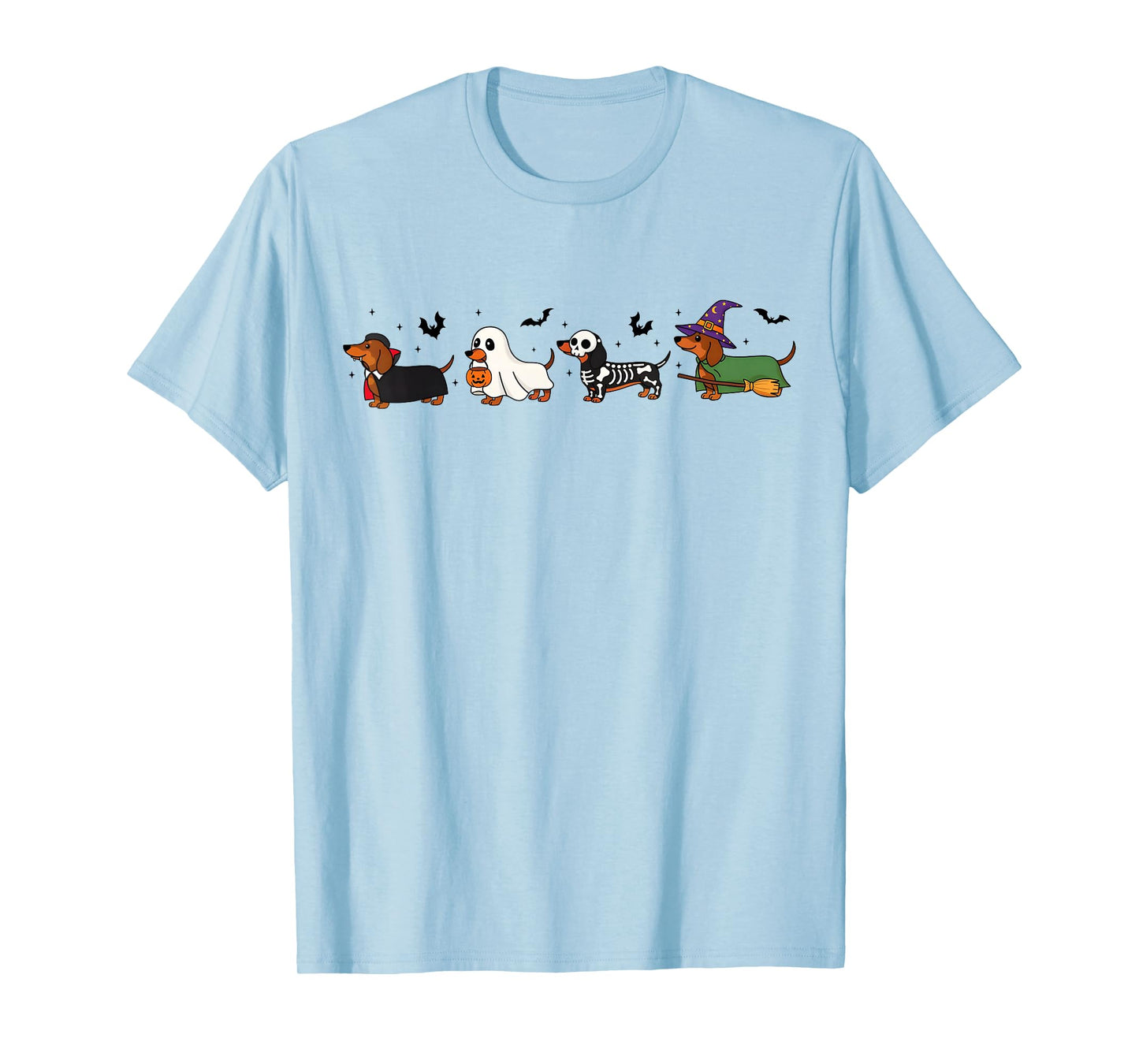 Weiner Dog Witch Skeleton Mummy Ghost Dachshund Halloween T-Shirt