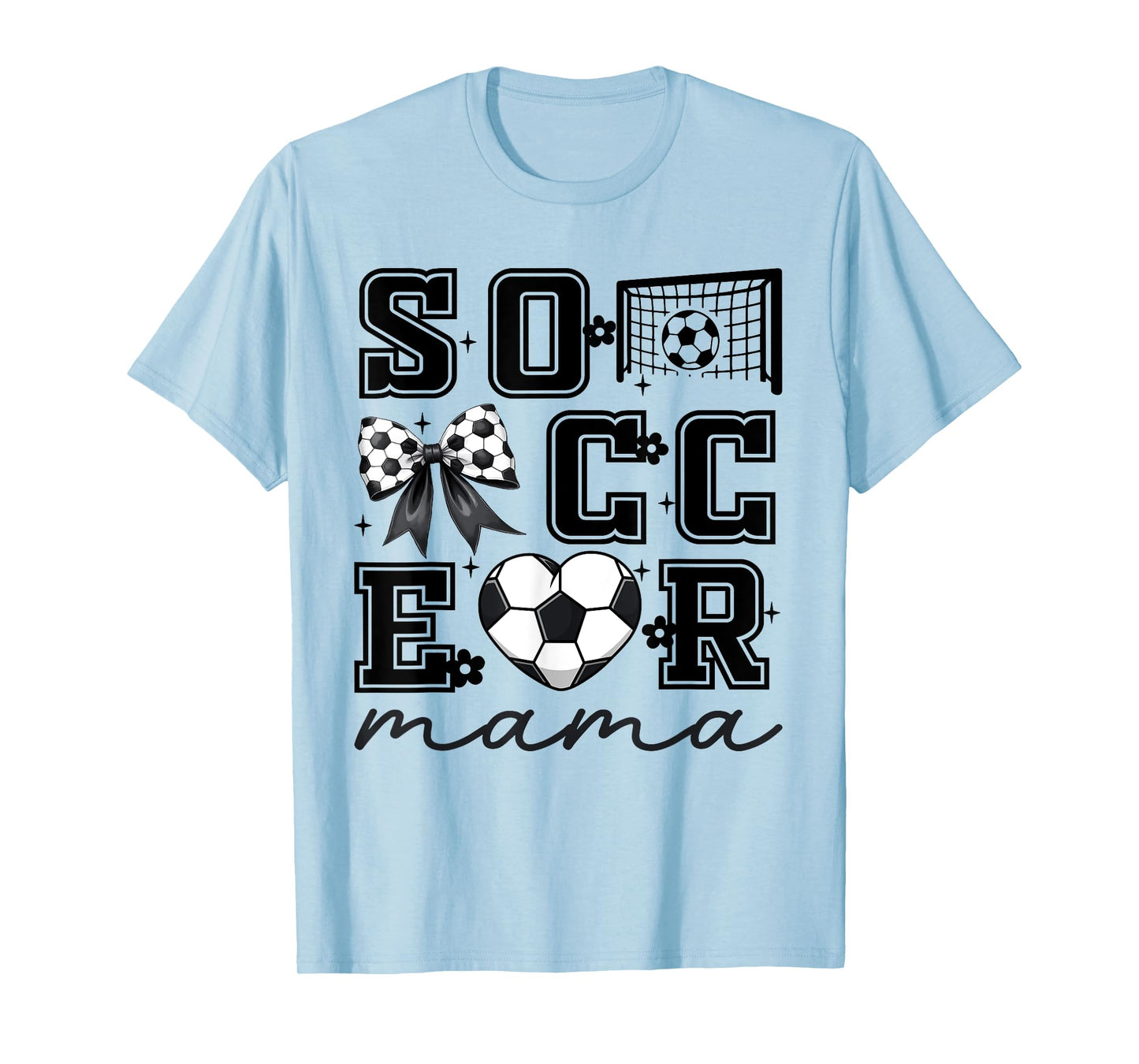 Soccer Mama Coquette Bow Funny Soccer Cheer Mama T-Shirt