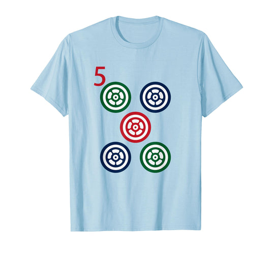 Chinese Mah Jong Dots Pinzu Five Tile Mahjong Costume T-Shirt