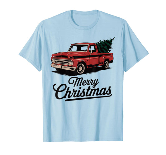 Red Pickup Truck Christmas Tree Vintage Christmas Men Women T-Shirt