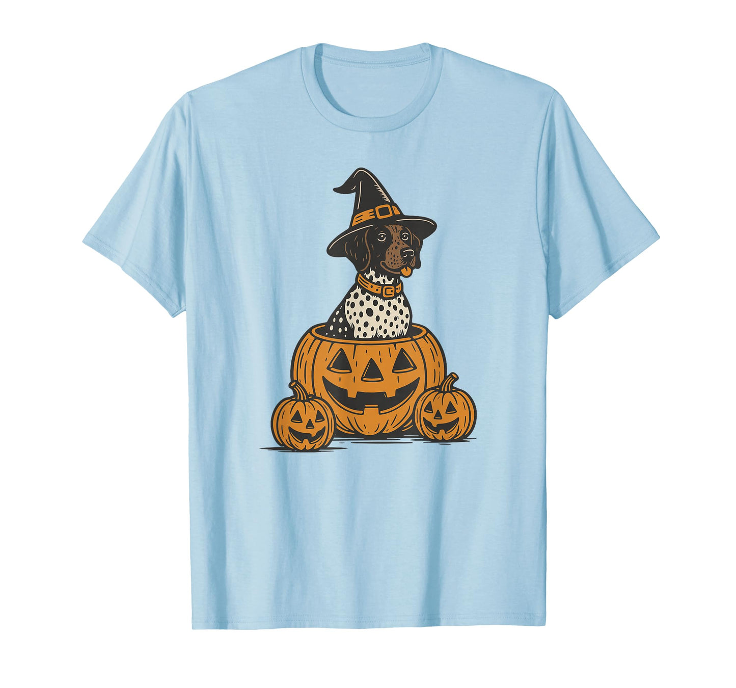 Retro German Shorthaired Pointer Halloween Dog in Pumpkins T-Shirt