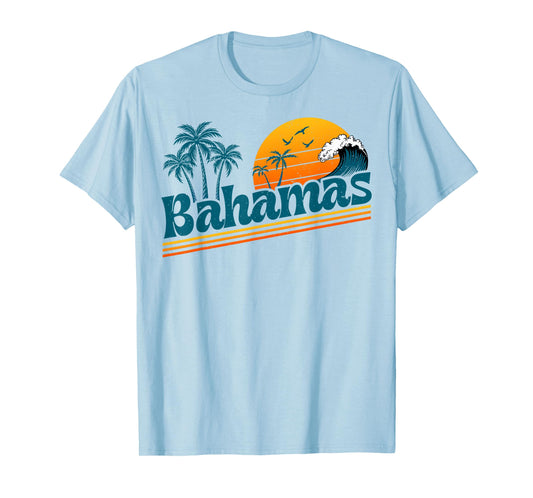 Retro Bahamas Beach Summer Vacation Sunset 70s 80s Palm Tree T-Shirt