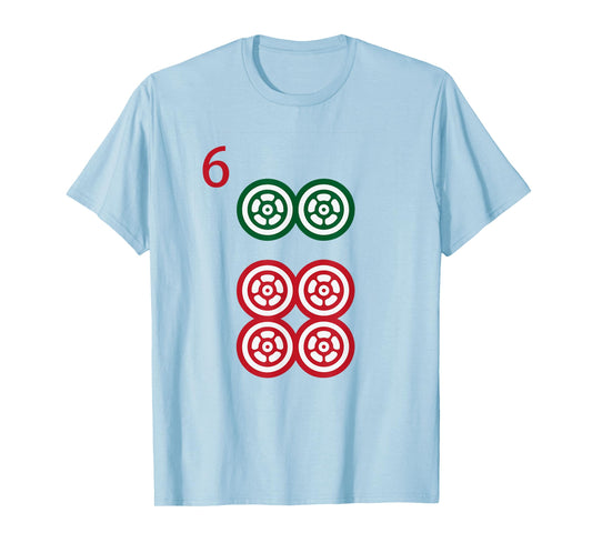 Chinese Mah Jong Dots Pinzu Six Tile Mahjong Costume T-Shirt