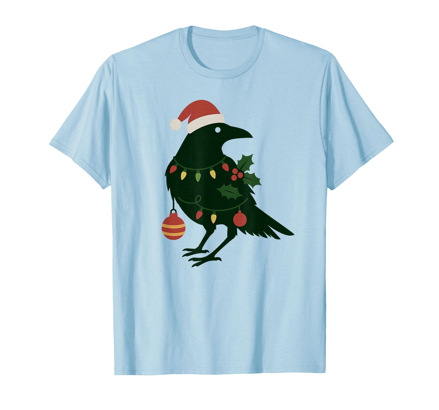 Beautiful Black Crow Raven Bird Christmas Ornament Design T-Shirt