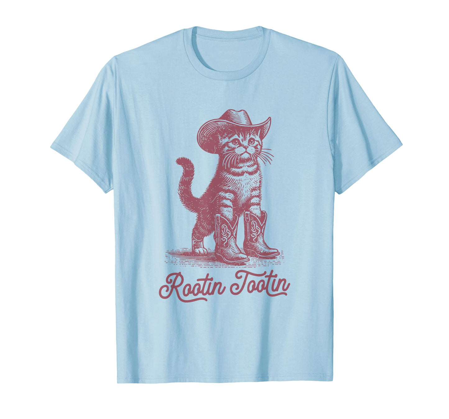 Rootin Tootin Vintage Country Western Cowgirl Cowboy Cat T-Shirt