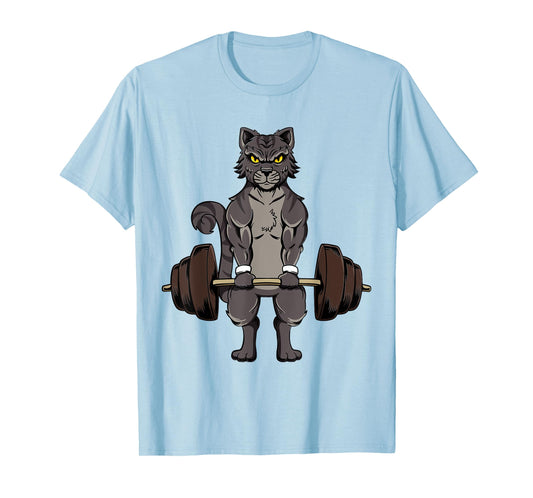 Deadlifting Cat Gym Workout Kitten Deadlifting Weightlifting T-Shirt for Men Women