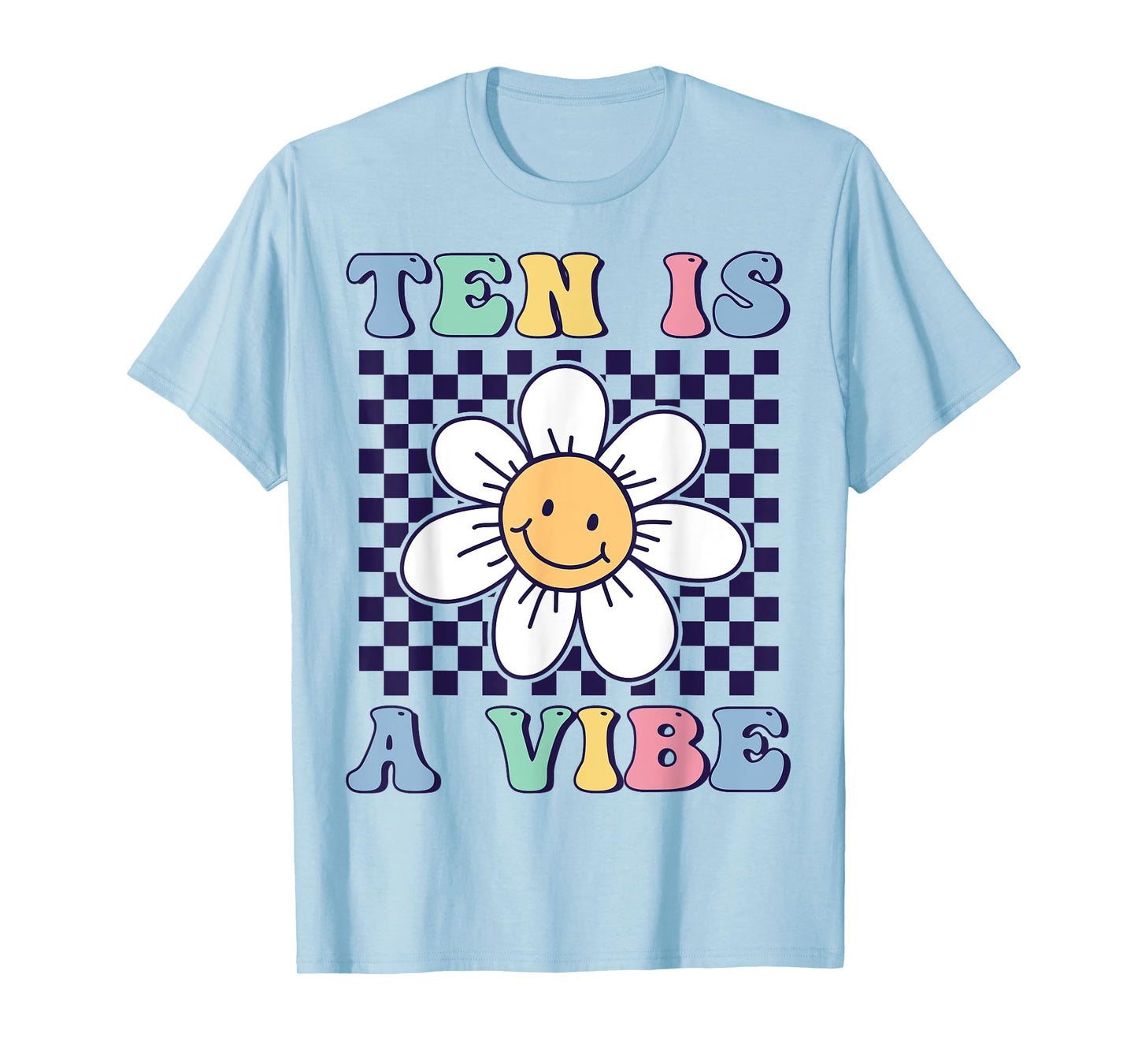Ten Is A Vibe Cute Groovy 10th Birthday Party Daisy Flower T-Shirt