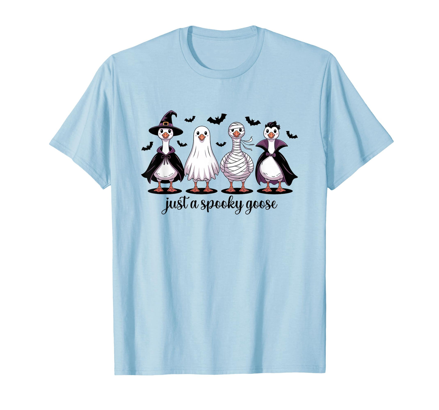 Just A Spooky Goose Funny Silly Goose Witch Mummy Halloween T-Shirt
