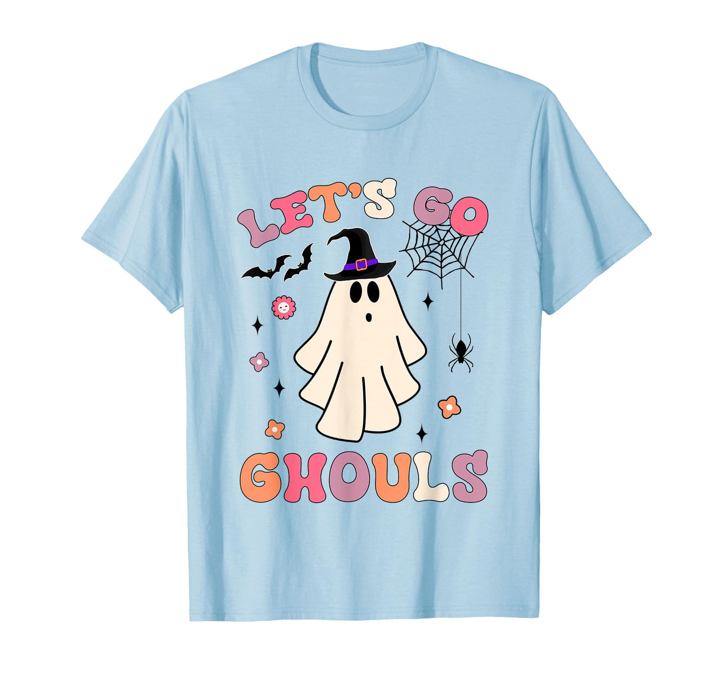 Funny Ghost Spooky Halloween Costume Groovy Let's Go Ghouls T-Shirt