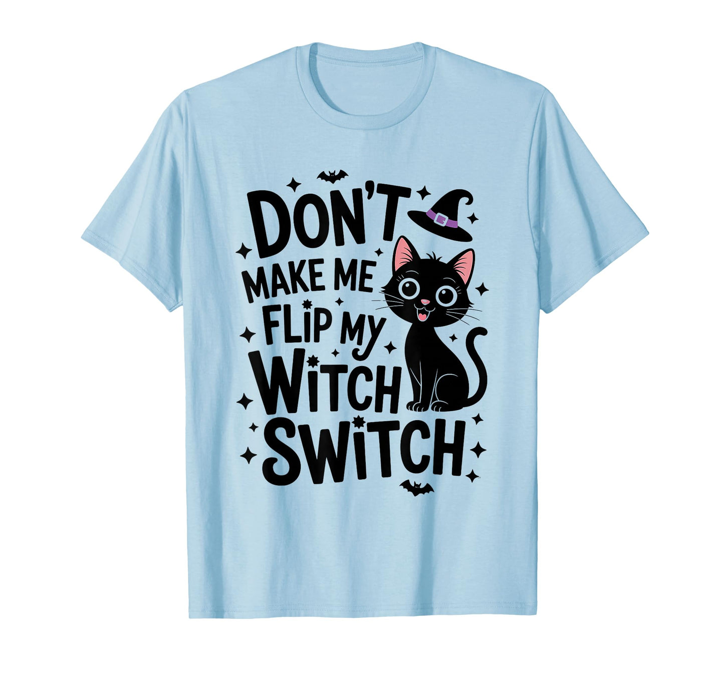 Funny Black Cat Witch Switch Humor Vintage Halloween T-Shirt