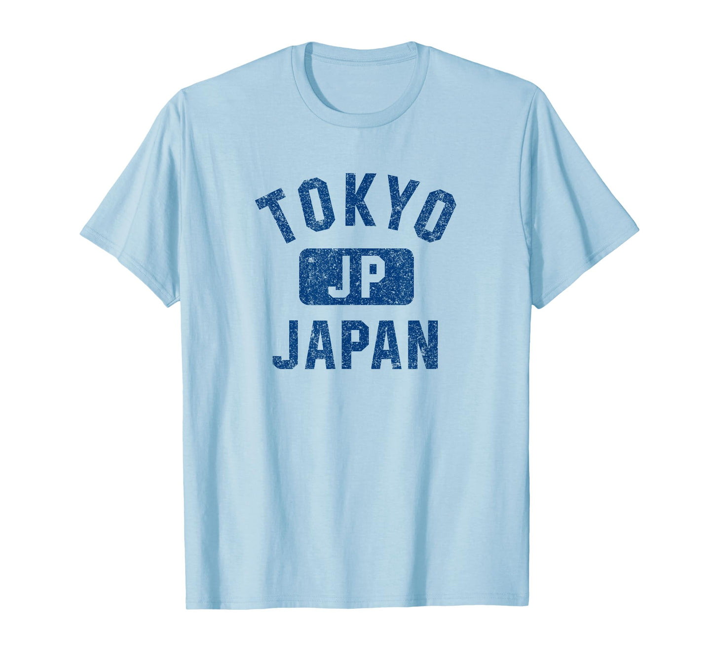 Tokyo Japan Gym Style Distressed Dark Blue Print T-Shirt