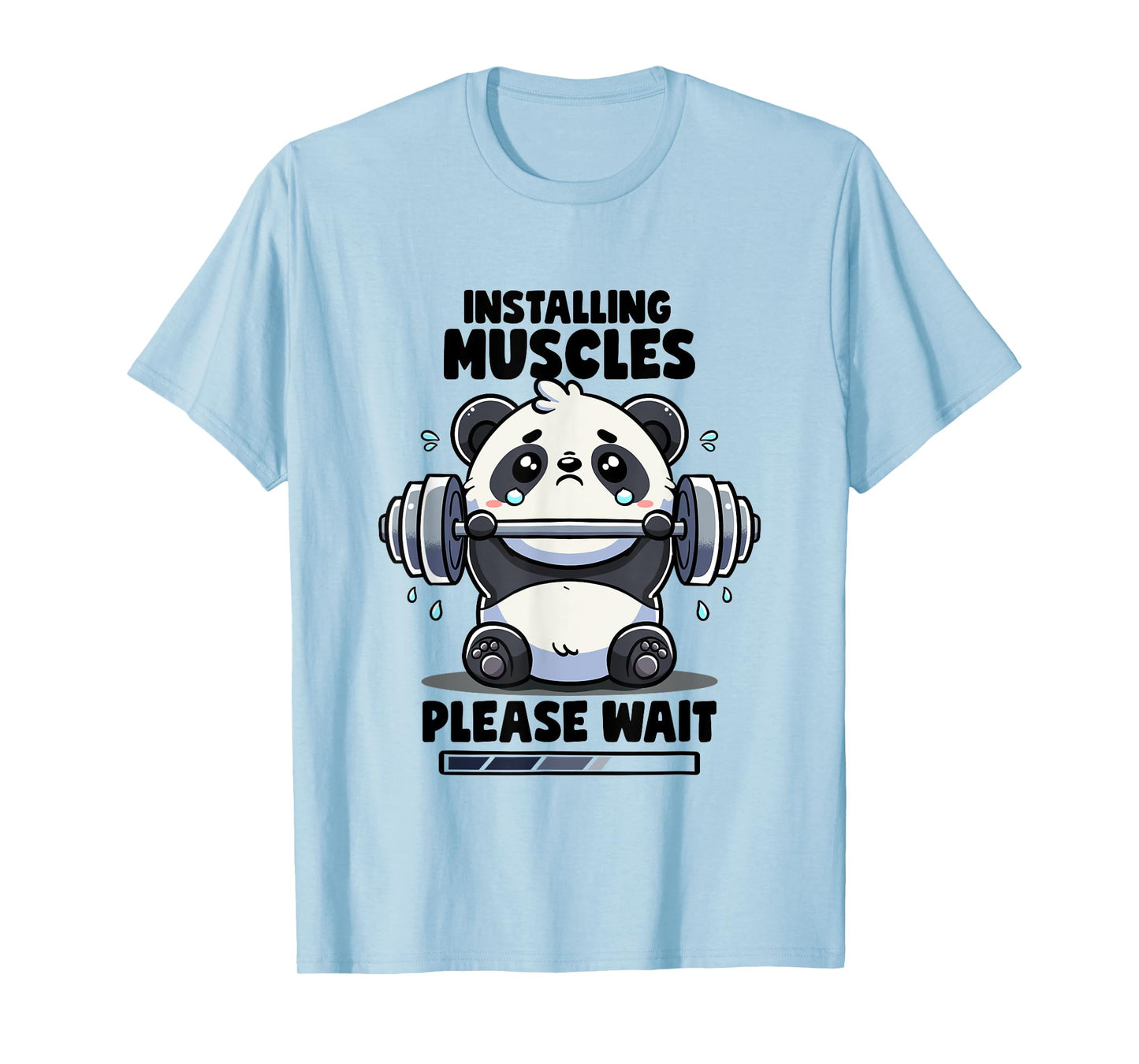 Installing Muscles Please Wait Panda Lifting Gym Quote Panda T-Shirt
