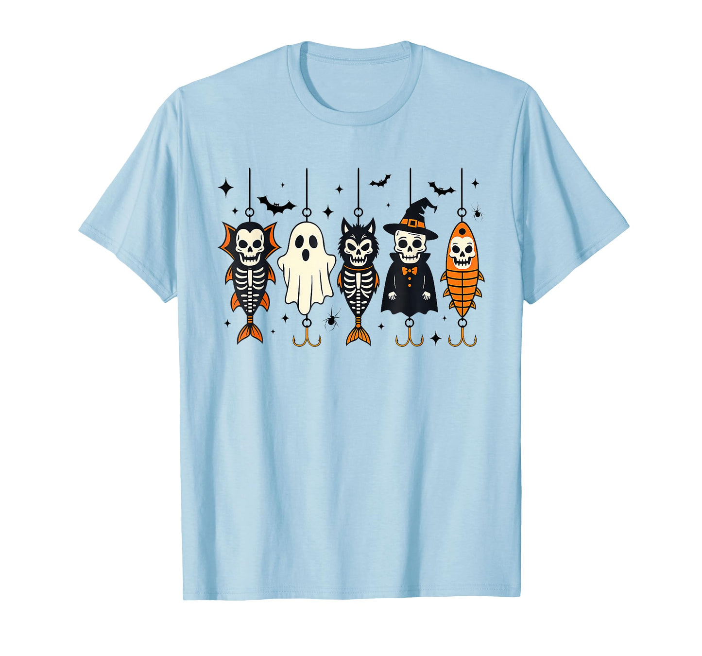 Funny Spooky Fisherman Halloween Skeleton Fishing Lures T-Shirt