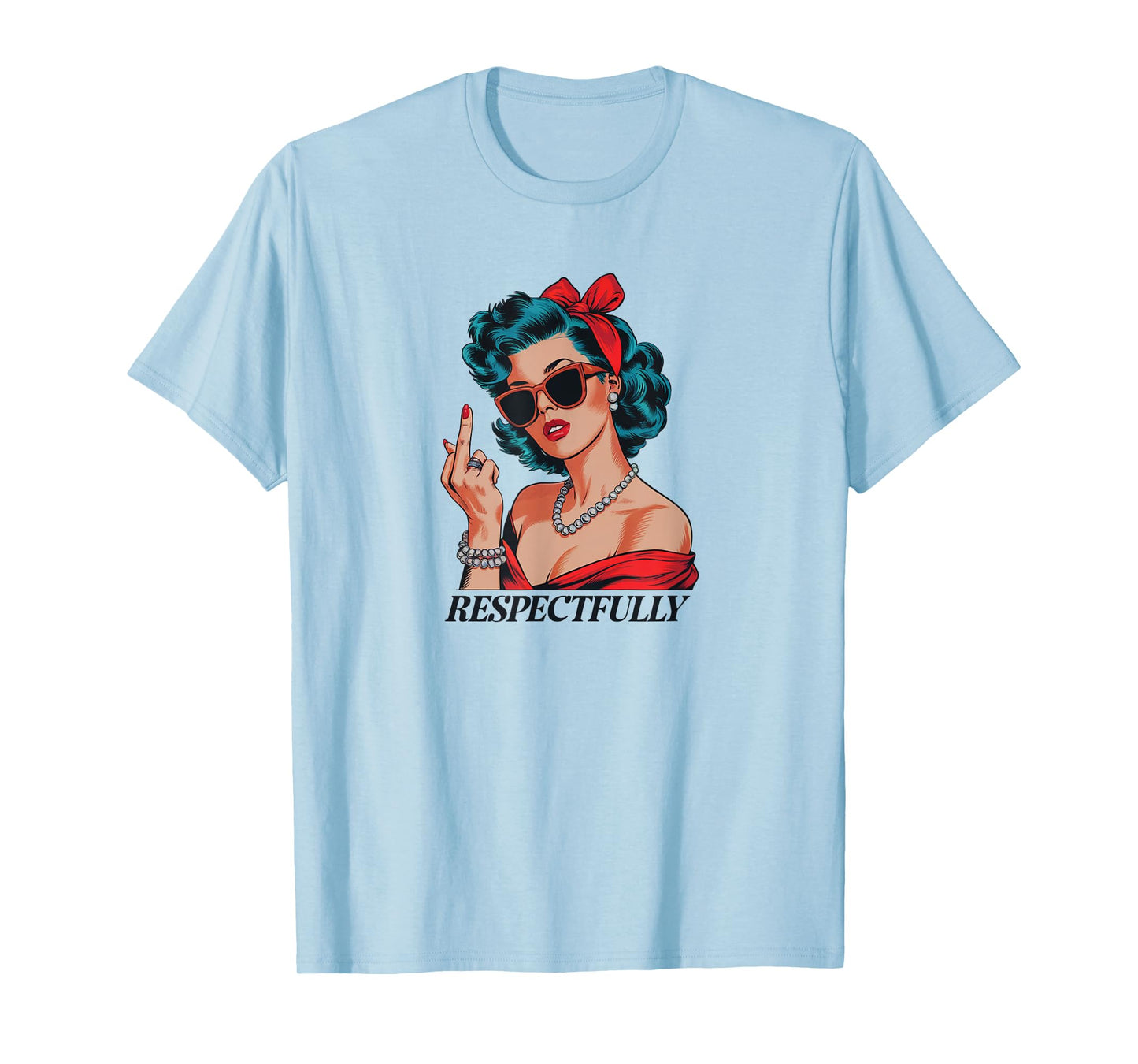Middle Finger Respectfully Vintage Retro Woman Cute F You T-Shirt